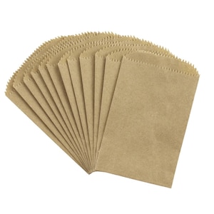 50 SMALL Kraft brown paper bags 3 1/2 x 5 3/4 inch - Packaging, Wedding Favors, Merchandise Bags, Gift Wrapping   Bridal Shower   Birthday