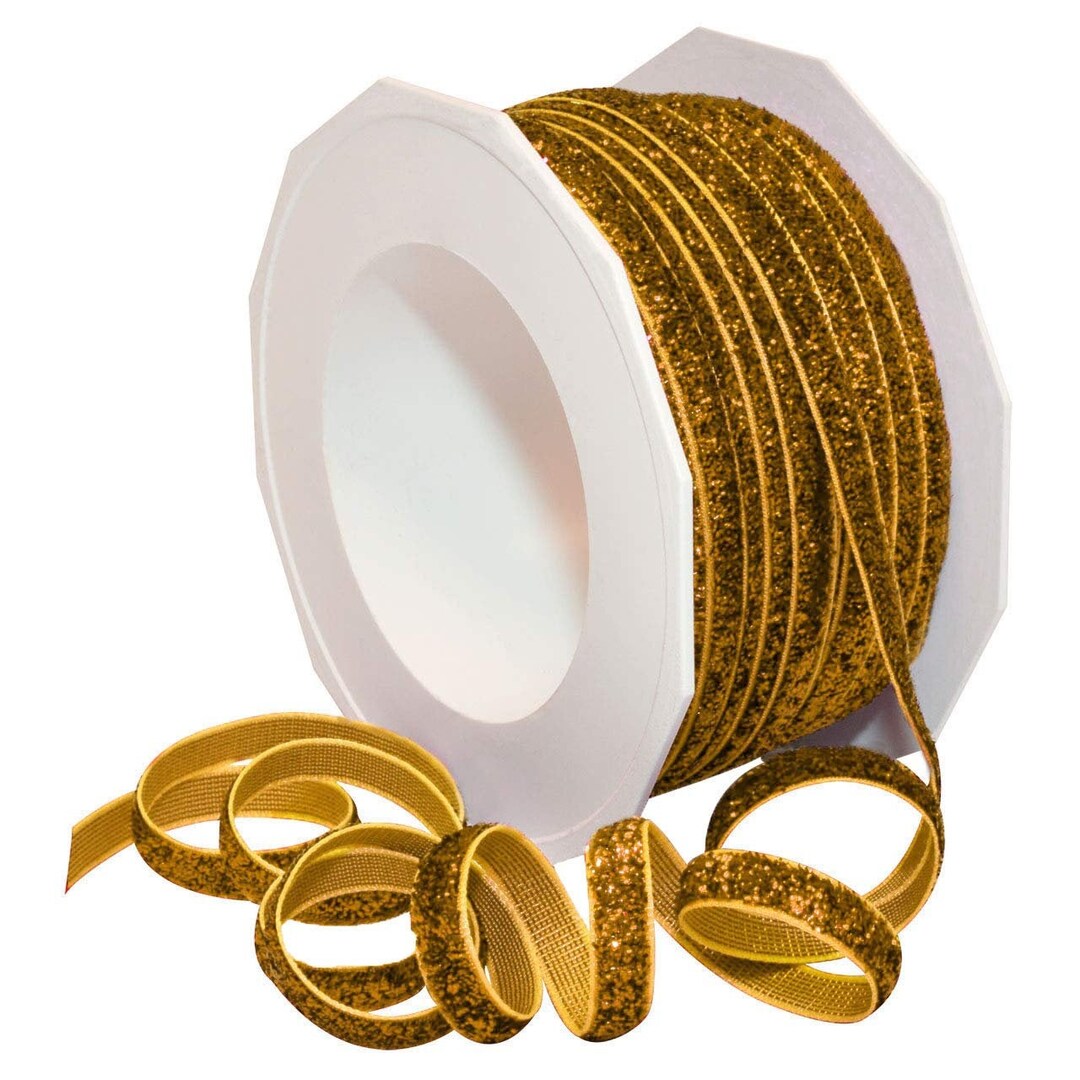 Gold Velvet Ribbon , Velvet Ribbon, Velvet Glitter Ribbon 1/4 X by the