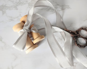 Gray Faux Linen Ribbon with Satin Edge- 7/8" By The Yard  Wedding Gifts, Bridesmaid Gifts