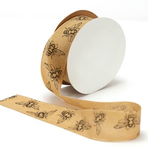 1-1/2&quot; Natural Bees Taffeta Craft Ribbon