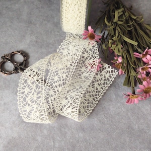 Ivory Cotton Crochet Lace Trim , 1.5&quot; x By The Yard, Weddings, Cards, Trim