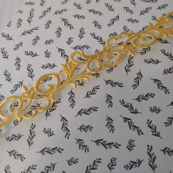 Gold Fleur-de-Lis , Adhesive Ribbon, Trim 7/8" wide by the yard