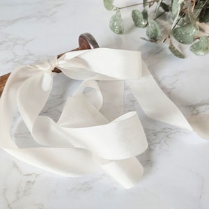 Antique White 100 % Silk Ribbon 1.25" wide BY THE YARD, Hand Dyed Silk