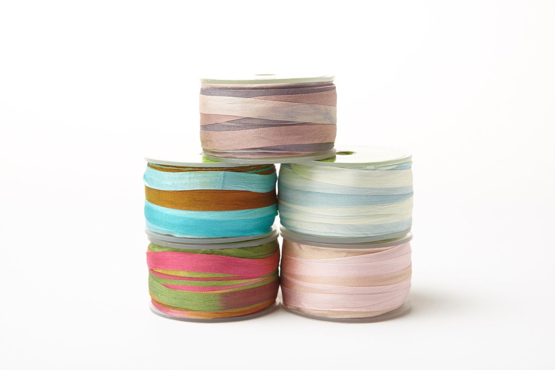 One Inch Ribbon Varigated 1/4 Inch 3 Yds Variegated Silk Ribbon Hand Dyed 3yard Lots Wedding ...