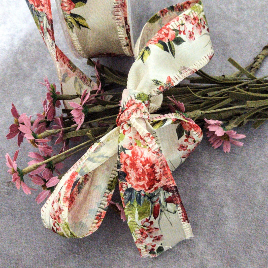 1 Inch Ribbon Roses Ribbon, Mini Roses , 1-1/2-inch Made in Italy by the Yard Hair Bows ...