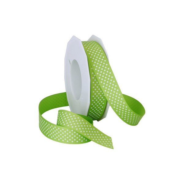 7/8 in Lime Grosgrain Dot Ribbon, 7/8-Inch by the Yard , Lime  with White Dots Ribbon