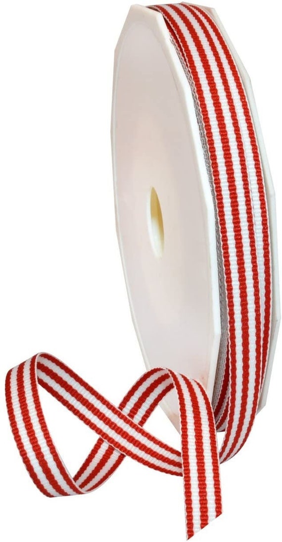 5 Yards Red Strip Grosgrain Ribbon, 3/8-inch Narrow Ribbon 