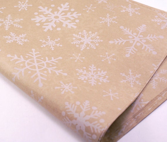 Christmas Tissue Paper Kraft Brown & White Snowflakes Christmas Paper Large  20 X 30 Inch 100% Recycled Packaging and Gift Wrapping 