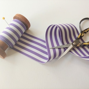 Ribbon, Grosgrain Striped Decorative Ribbon, Lavender, 1-1/2 in  BY THE YARD
