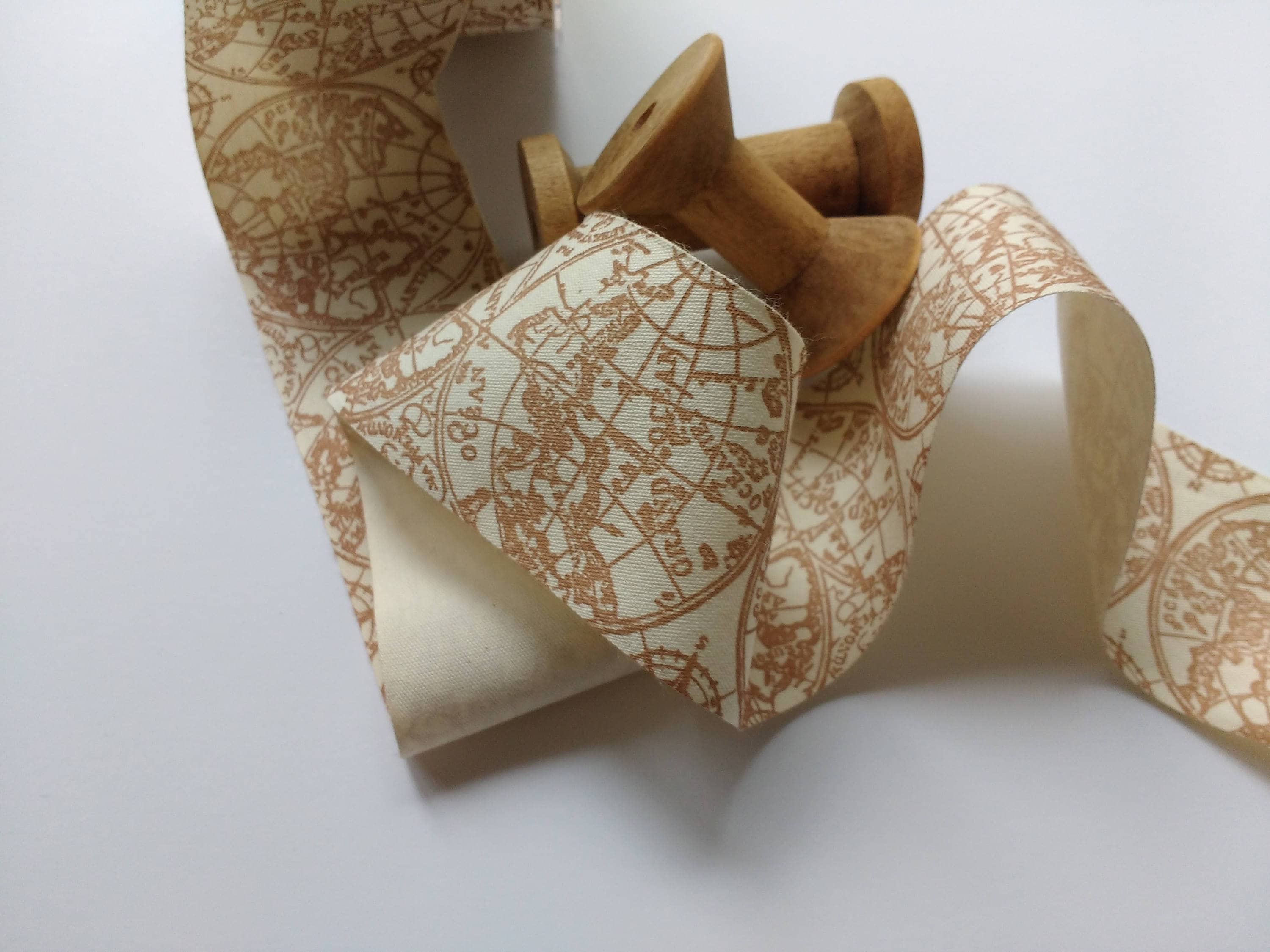 World Map Craft Ribbon World Map Ribbon - 2-inch Natural Canvas - Beige - by the Yard ...