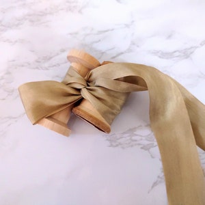Creamy TAUPE Silk Ribbon, Hand Dyed Silk, TAUPE Silk