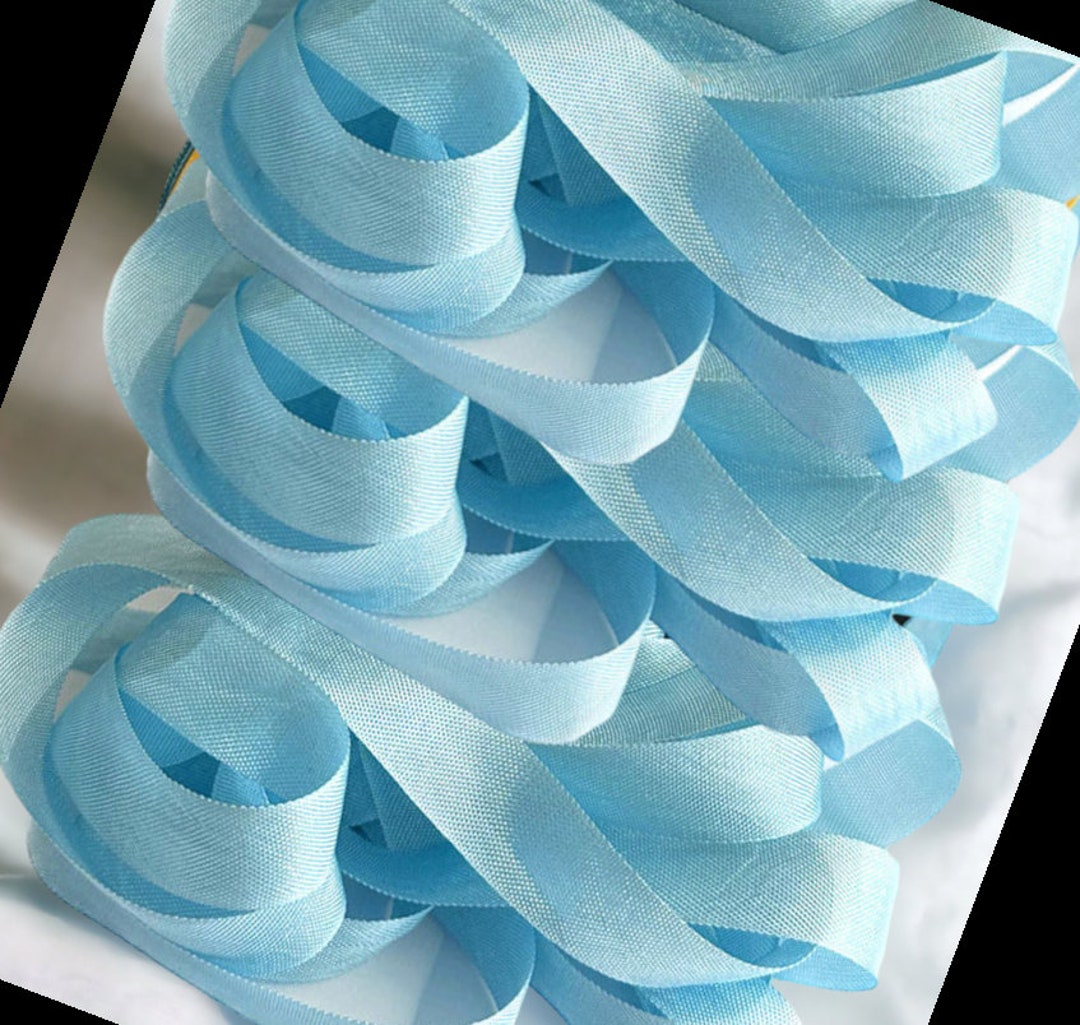 Blue Seam Binding Ribbon Light Blue Faux Silk Ribbon 1/2” Wide - 2 ...
