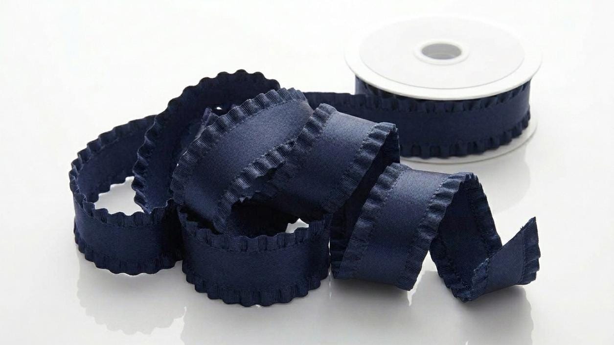 Ribbon, , Navy Blue Double Ruffle Ribbon, 1-1/2-inch by the Yard Hair ...