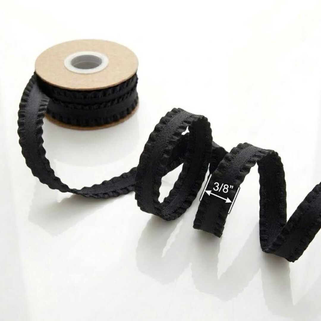 Ribbon, Black 3/8 -inch Double Ruffle Ribbon, by the Yard Hair Bows ...