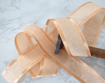 Gold Faux Linen Ribbon with Satin Edge- 7/8"-1 1/2" Wedding Gifts, Bridesmaid Gifts