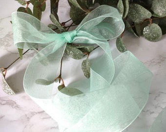 Ribbon Aqua Sheer Organdy Ribbon, 1-1/2-Inch by the yard , Wedding, Gifts, Favors, DYI ,Crafts