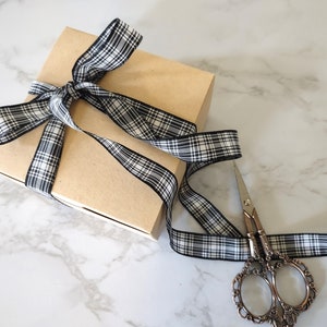 4 yards Ribbon, Black, Edinburgh Tartan Plaid Ribbon   Ribbon  5/8&quot;    Weddings, Bows, Gift Wrap black