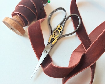 Deep rich copper swiss velvet 5/8" ribbon