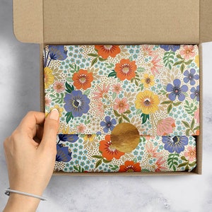 Golden Floral Tissue Paper  10 large sheet  20X30 inches Birthday Baby Shower Wedding