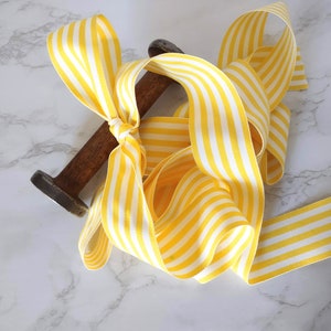 Yellow Grosgrain Stripe Ribbon 1 1/2&quot; By The Yard , Wedding ,DYI Crafts, Hair Ribbons