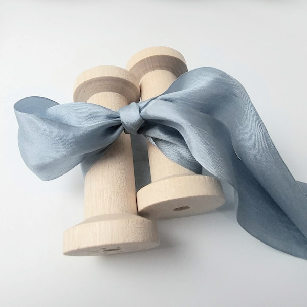 Dusty Blue Silk Ribbon , 1.25" wide,  4 yards, 100% Silk Ribbon Dusty Blue