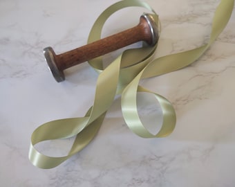 Moss Swiss Satin Ribbon, 7/8 " wide by the yard, Green Satin Ribbon