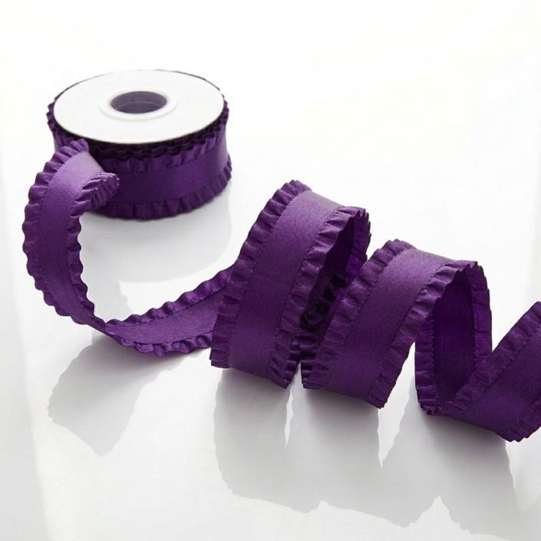 Double Ruffled Ribbon Ribbon, Plum Double Ruffle Ribbon, 1-1/2-inch by the Yard Hair Bows ...