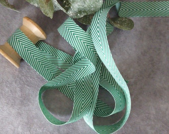 Green Chevron Ribbon 3/4" wide By THE YARD, DYI , Weddings, Hair Bows