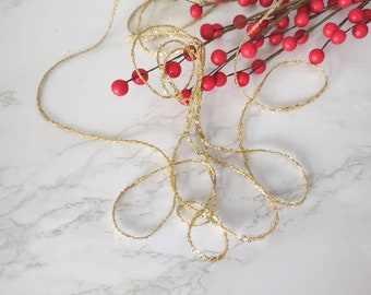 Gold Glitter String 1/8” wide BY THE YARD. Wedding Favors, Gifts, Hanging ornaments, crafts, cards