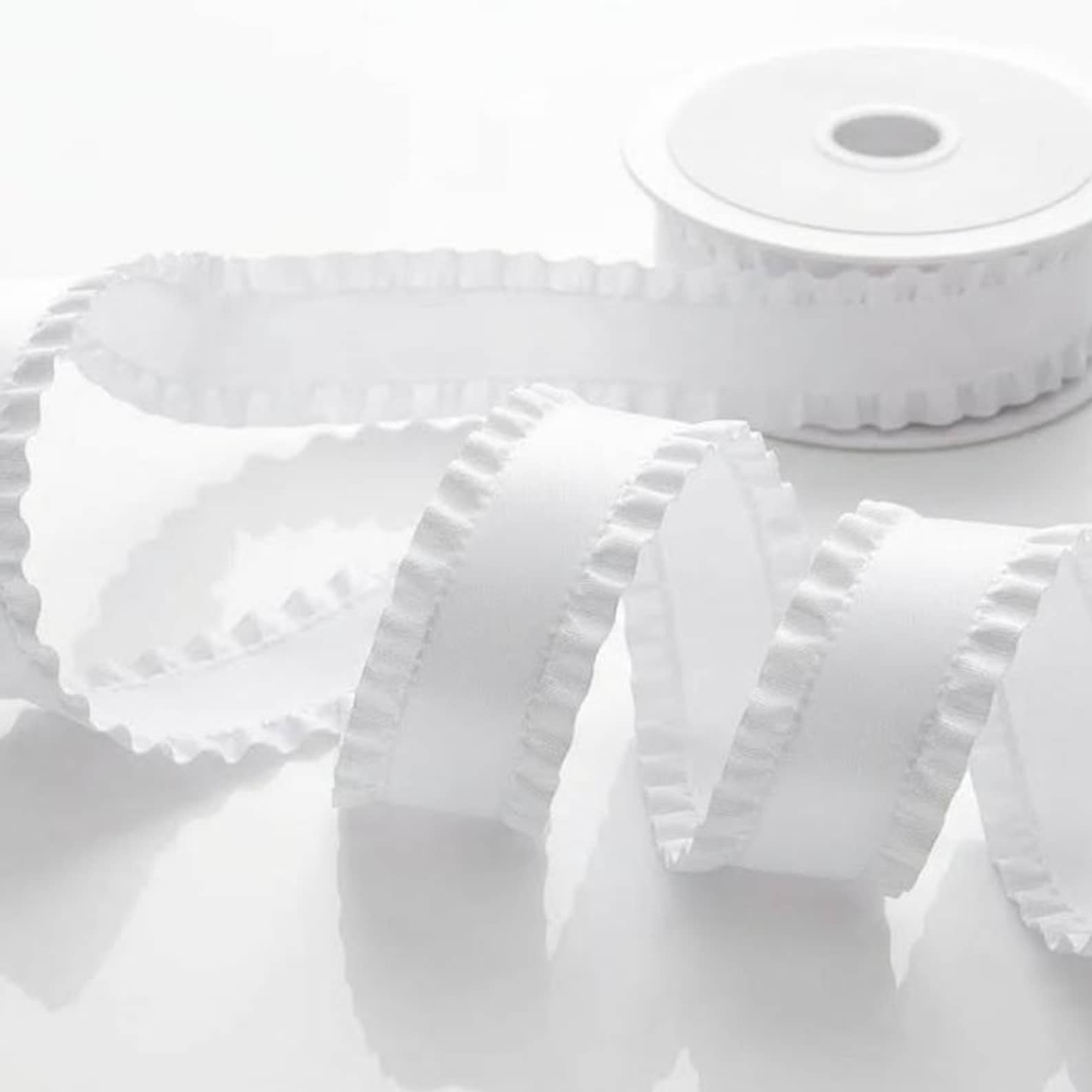 Double Ruffled Ribbon Ribbon, White Double Ruffle Ribbon, 1-1/2-inch by the Yard Hair Bows ...