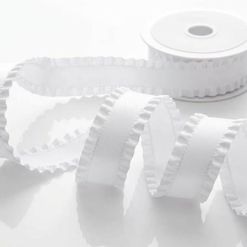 White Ruffle Ribbon Wide Ribbon, White Double Ruffle Ribbon, 1-1/2-inch by the Yard Hair Bows ...