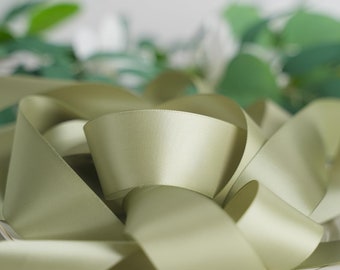 Dusty Sage Green 1-1/2" Double Face Satin Ribbon 100% Polyester Cut to order