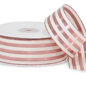 Cabana Stripes Ribbon, 1-1/2 &quot; wide bright rose gold  stripes  Weddings, romantic, lovely, stripe  ribbon, coral trim, craft supplies