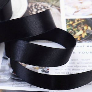5 yds Black 1-1/2&quot; Double Face Satin Ribbon 100% Polyester Cut to order