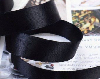 5 yds Black 1-1/2" Double Face Satin Ribbon 100% Polyester Cut to order