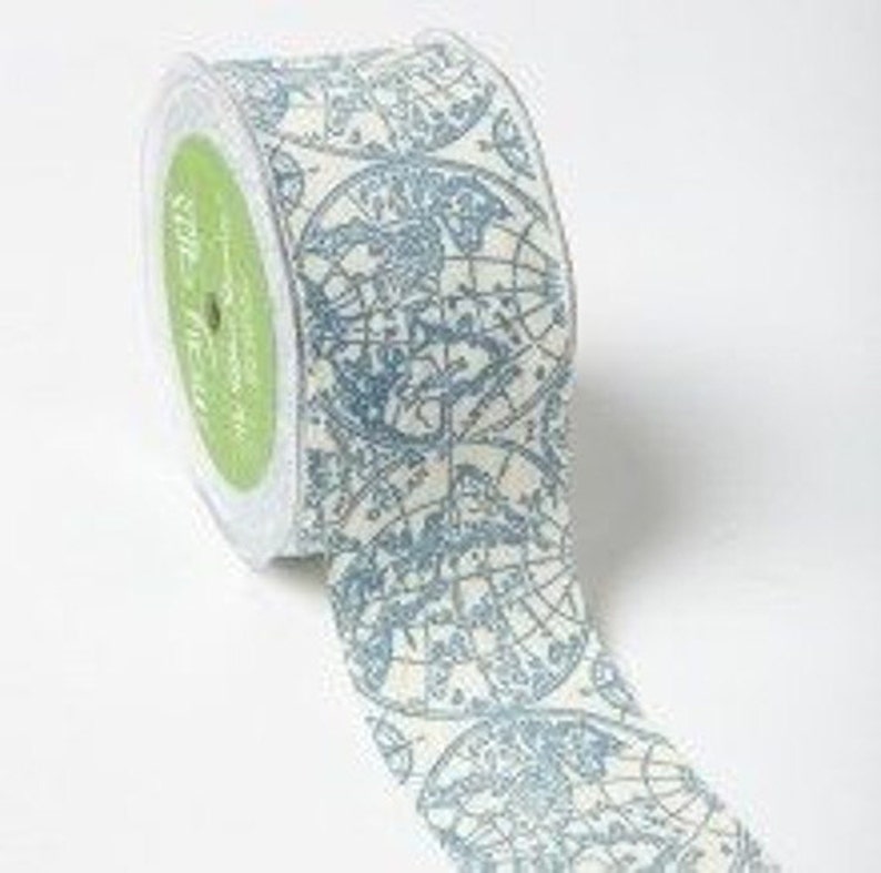 World Map Craft Ribbon 5 Yards, World Map Ribbon - 2-inch Natural Canvas - Blue - Etsy