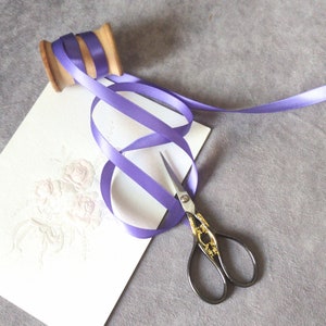 Lavender Satin Ribbon 3/8” wide BY THE YARD, Double Faced Swiss Satin Double face
