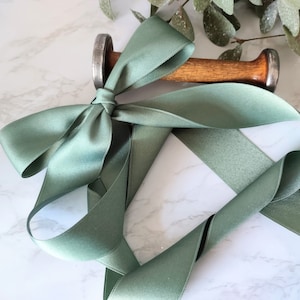 Green Shale Matte Double Faced Satin Ribbon 1.5” wide BY The YARD Wedding, Cards, Gifts, DYI