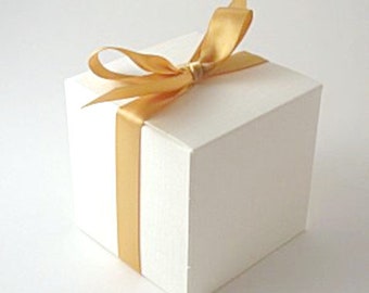 10 Cupcake Boxes / with ribbon  4 1/2" x 4 1/2" x 4 1/2" White Window Cupcake / Bakery Box