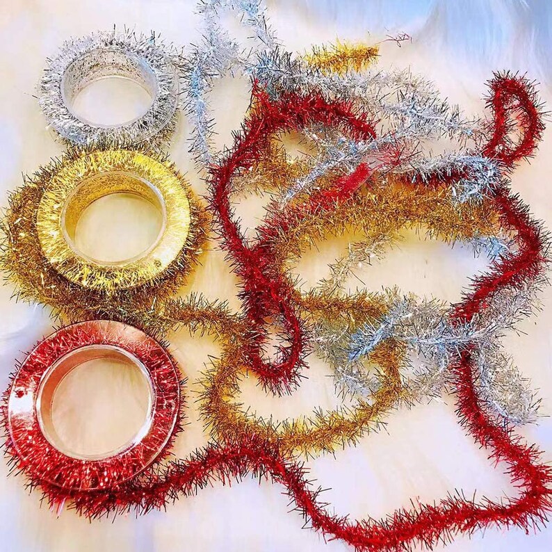Thin Tinsel Garland Mini Metallic Garland 10 yards Gold Only Etsy