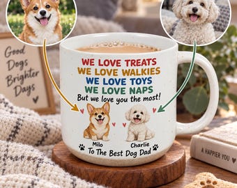 Personalized Pottery Mug: Dog Dad Pet Portrait Coffee Cup