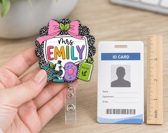 Personalized Biology Teacher Badge Reel: Science Retractable ID Holder Clip