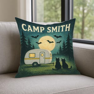 Personalized Camping Pillow: Custom Family Name Cabin Decor