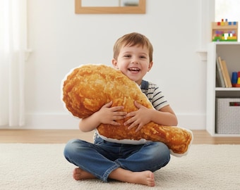 Plush Chicken Drumstick Pillow: Food Shaped Cushion, Fried Chicken Design