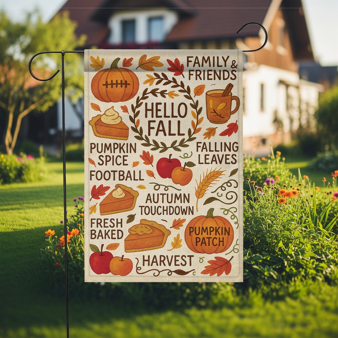 Hello Fall Garden Flag: Pumpkin Spice Autumn Yard Decor - Etsy
