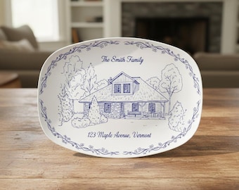 Personalized House Photo Platter: Custom Family Home Decor Plate