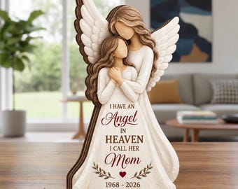 Personalized Wooden Block: Angel Memorial Mother Remembrance Tabletop Decor