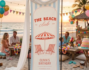 Personalized Beach Birthday Welcome Sign: Custom Coastal Party Entrance Banner
