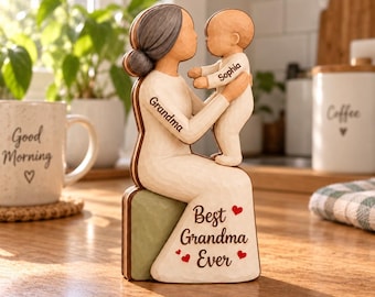 Personalized Wooden Block: Grandma Baby Family Nursery Tabletop Decor