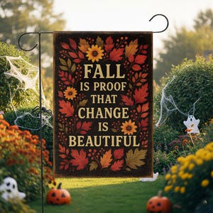 Herbst-Garten-Flagge: Rustikales Herbst-Zitat, doppelseitiges Außendekor